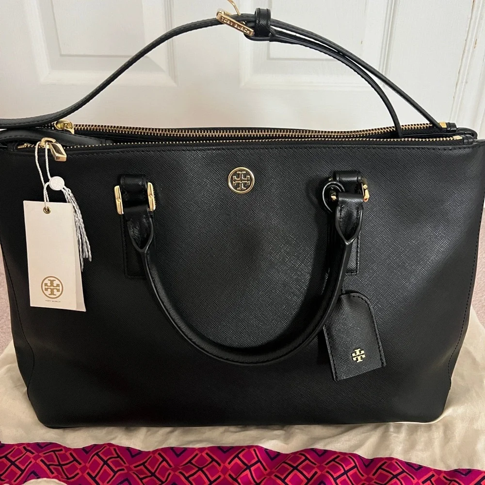 Tory Burch | Bags | Tory Burch Robinson Double Zip Tote Black